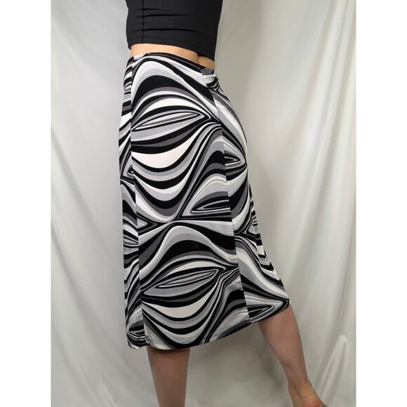 Charlotte Russe vintage Y2K 90s psychedelic op art print midi skirt patterned M - Picture 3 of 15